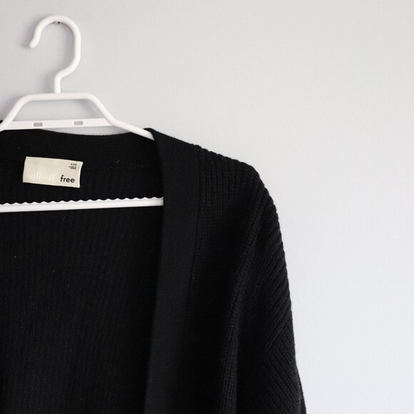 Wilfred Free Women's Black Sz XXS Unwind Ribbed Open Front Merino Wool Cardigan - Picture 4 of 12